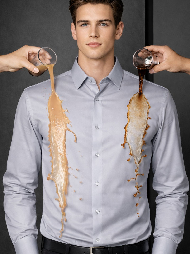 Men’s Wrinkle-Free Waterproof Dress Shirt – Business Casual Smooth Stretch Shirt