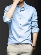 Wrinkle-Free Business Shirt for Men – Breathable, Easy-Care, Slim Fit